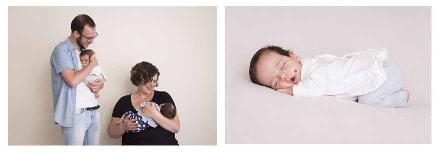 Fotos con mellizas bebés en estudio de Gijón. Irene Cazón.